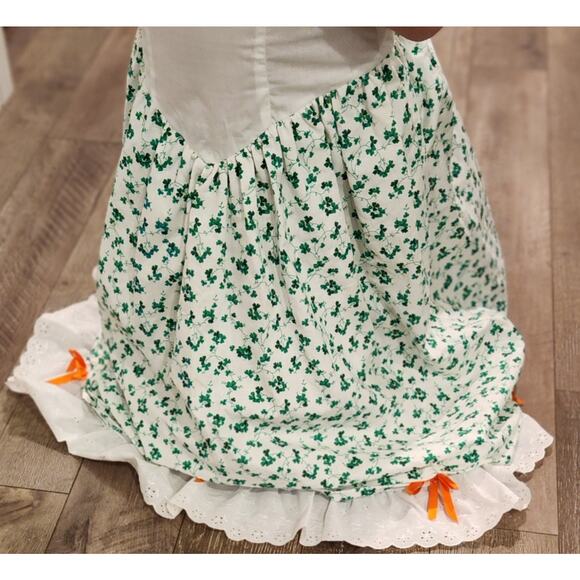 Vintage Green St. Patrick's Day Irish Shamrock Girl's Prairie Dress Puff Sleeves - Picture 5 of 15